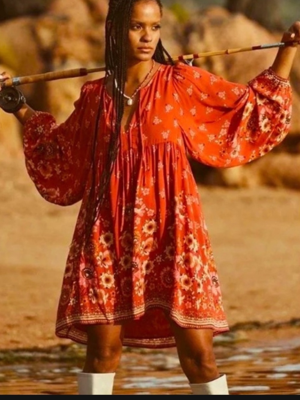 Spell & The Gypsy Collective orange Joni Campfire tunic dress